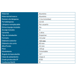 ARO EMPOTRABLE REDONDO ORIENTABLE CROMO NEGRO BRILLO 103mm