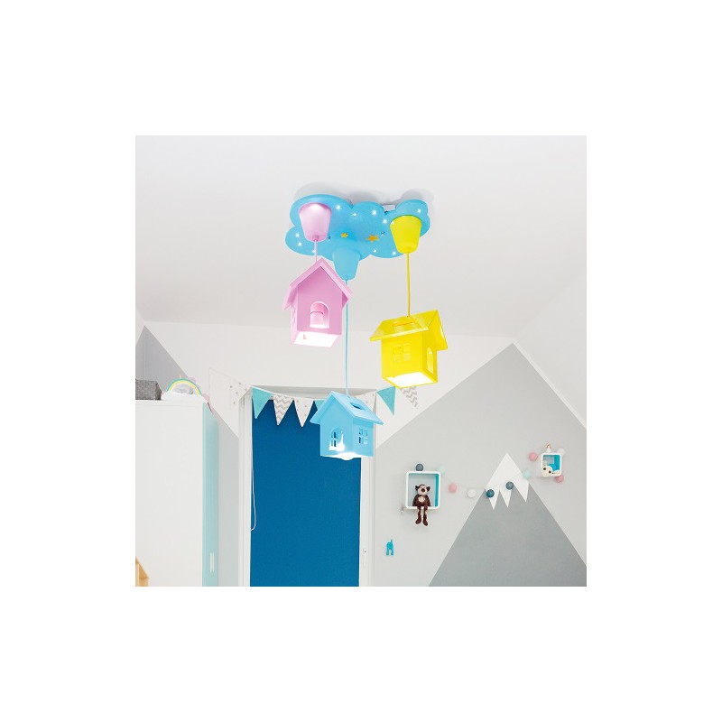 lampara colgante infantil casitas -1- Kelektron 606