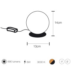 ICON T - LÁMPARA SOBREMESA LED 8w  NEGRO-ORO - MIMAX LIGHTING