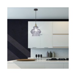 LÁMPARA COLGANTE  1xE27 NEGRO+ORO+FUMÉ "LEIRIA"