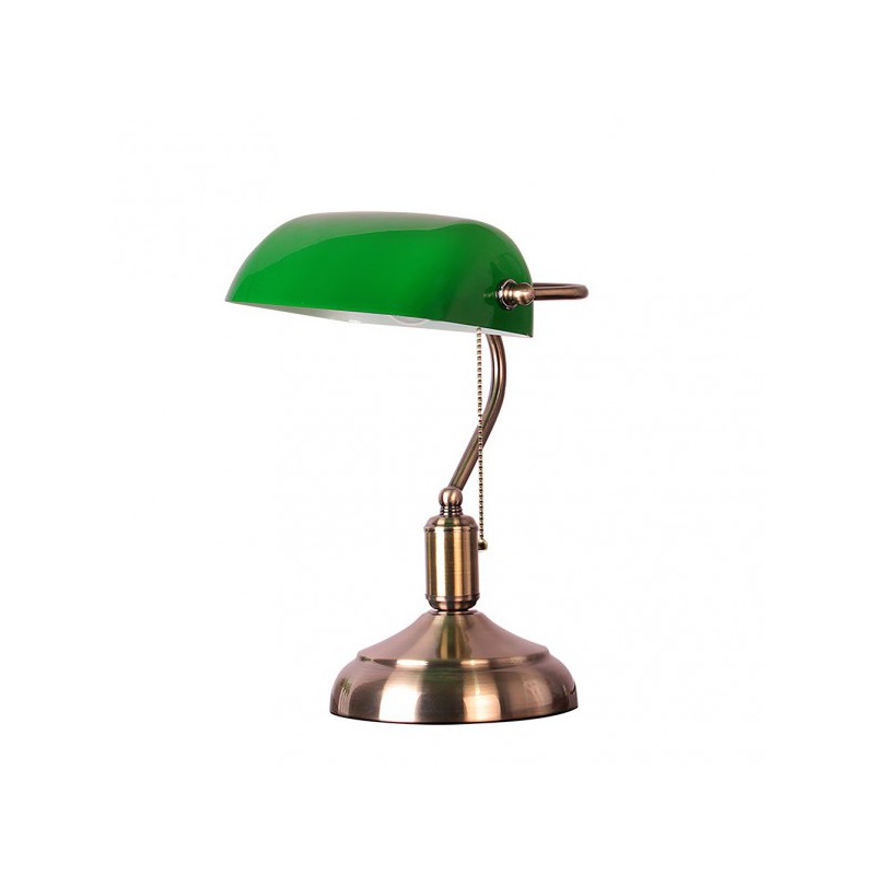 FLEXO SOBREMESA ABOGADO 1xE27 CUERO/VERDE 38x26x18 Cm