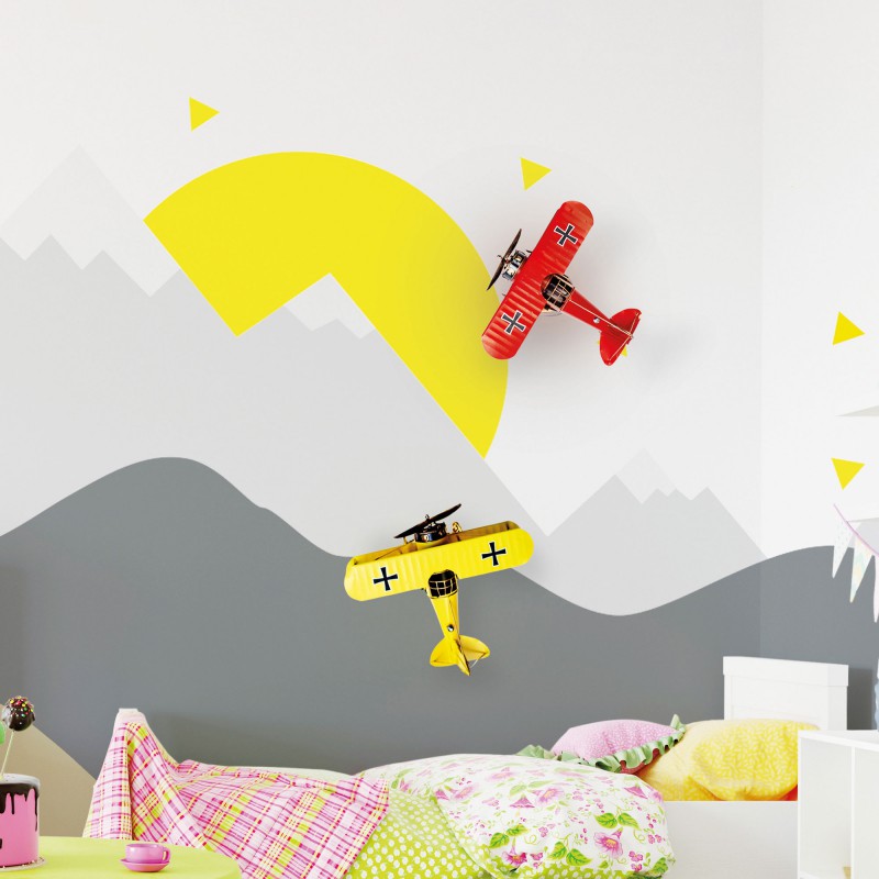 Aplique de pared avión amarillo, modelos infantiles en nuestra web