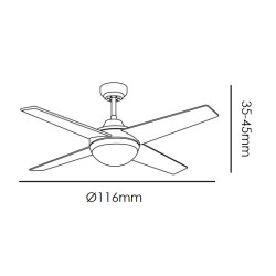 VENTILADOR TECHO 4 ASPAS CIRO 7 MOTOR DC 6 VELOCIDADES NOGAL 2xE27
