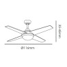 VENTILADOR TECHO 4 ASPAS CIRO 7 MOTOR DC 6 VELOCIDADES NOGAL 2xE27