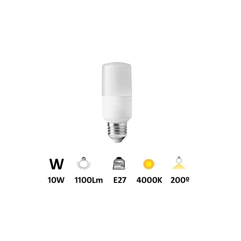 BOMBILLA LED E27 10W 4000K 230V LUZ NEUTRA TUBULAR 1105lm