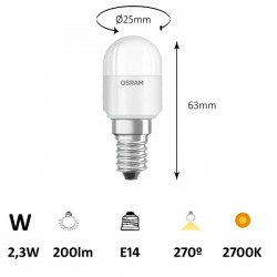 BOMBILLA PARATHOM SPECIAL T26  E14  2,3W/827 mate LEDVANCE