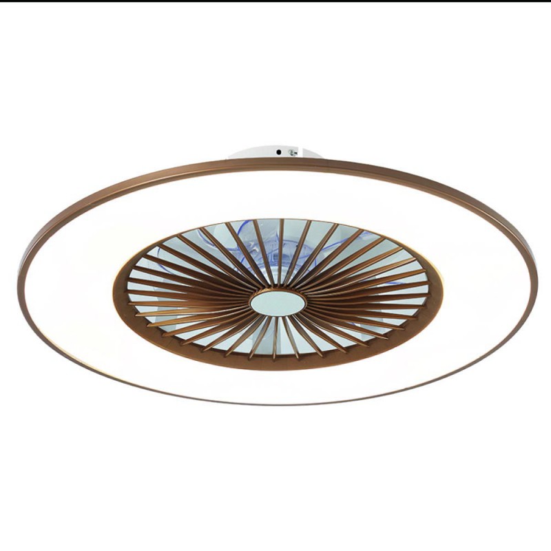 VENTILADOR TECHO LED 48W BOFU 2400lm 5 ASPAS  REGULABLE C/MANDO COLOR CAFÉ