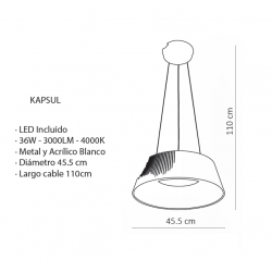 Lámpara KAPSUL LED 36W 3000Lm Blanco Ø45cm