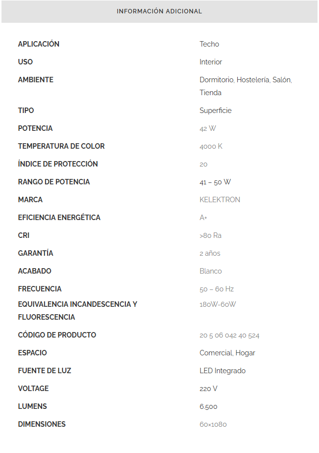 Especificaciones técnicas Astro4
